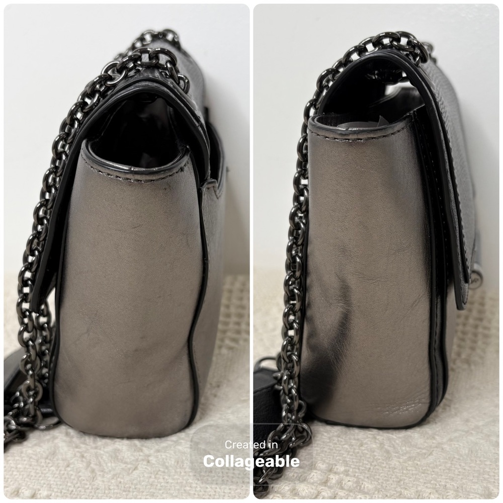 Metallic Gray Chain Shoulder Bag - Picture 5 of 10